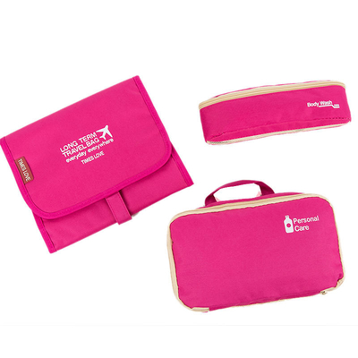 Organizador cosmético Polyester do saco da composição do armazenamento do saco do arti'culo de tocador dobrável do curso