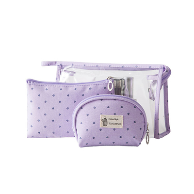 do espaço livre transparente do poliéster 300D dos sacos do arti'culo de tocador das senhoras 3Pcs sacos cosméticos para o curso
