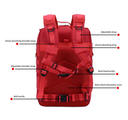 Trouxa militar exterior tática da trouxa 45L do portátil do curso do poliéster vermelho