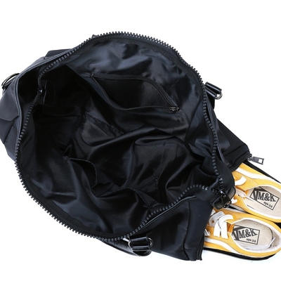 Saco de Duffle de nylon do Gym do saco de Duffle dos esportes dos homens negros com compartimento da sapata