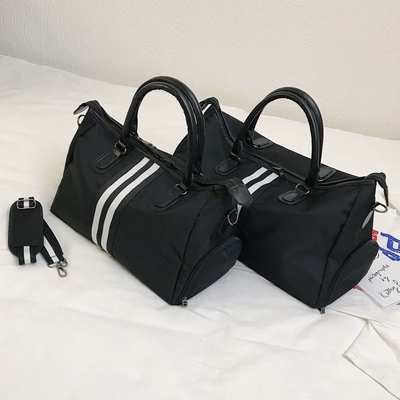 Saco de Duffle de nylon do Gym do saco de Duffle dos esportes dos homens negros com compartimento da sapata