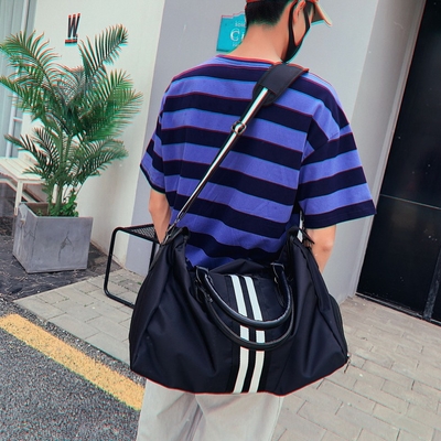 Saco de Duffle de nylon do Gym do saco de Duffle dos esportes dos homens negros com compartimento da sapata