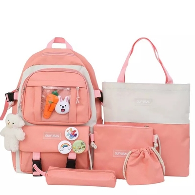 A trouxa da escola de um rosa de 1,41 polegadas ajusta o grupo da trouxa dos meninos 5pc das meninas