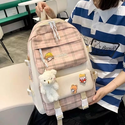 grade bonita de School Backpack Sets do estudante de 42cm que imprime 5 partes da trouxa