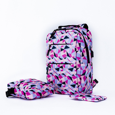 A trouxa de nylon do portátil das senhoras ajustou o saco de escola impermeável de 3 partes