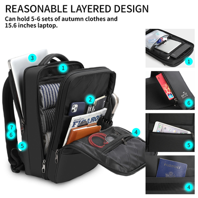 Saco da pasta do escritório da forma para o preto completamente aberto do portátil RFID da viagem de negócios dos homens